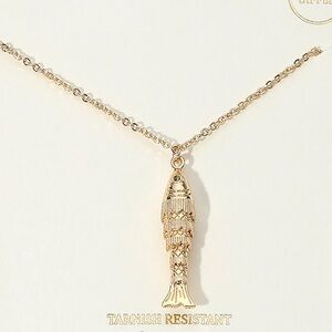 Tarnish-Resistant Gold Fish Charm Necklace for Women